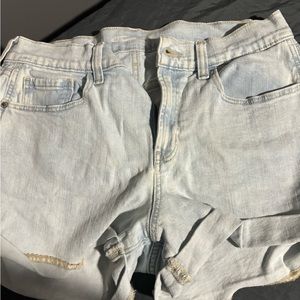 blue shorts light wash